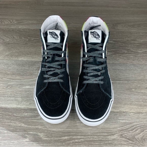 Black/Rainbow Camouflage Glitter VANS old skool Platform shoes womens size 8.5 - Picture 4 of 8